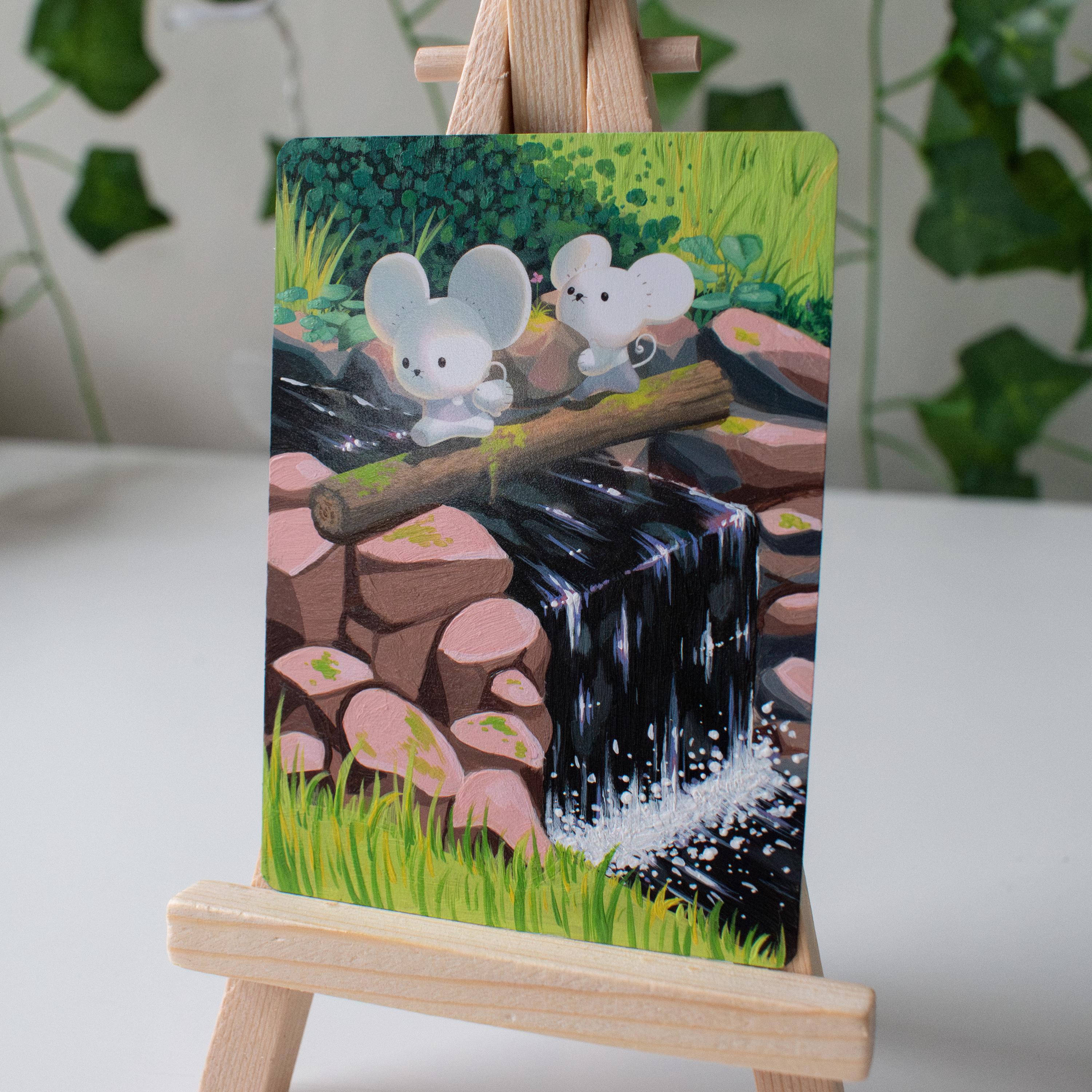 Mouse Crossing Painted Card