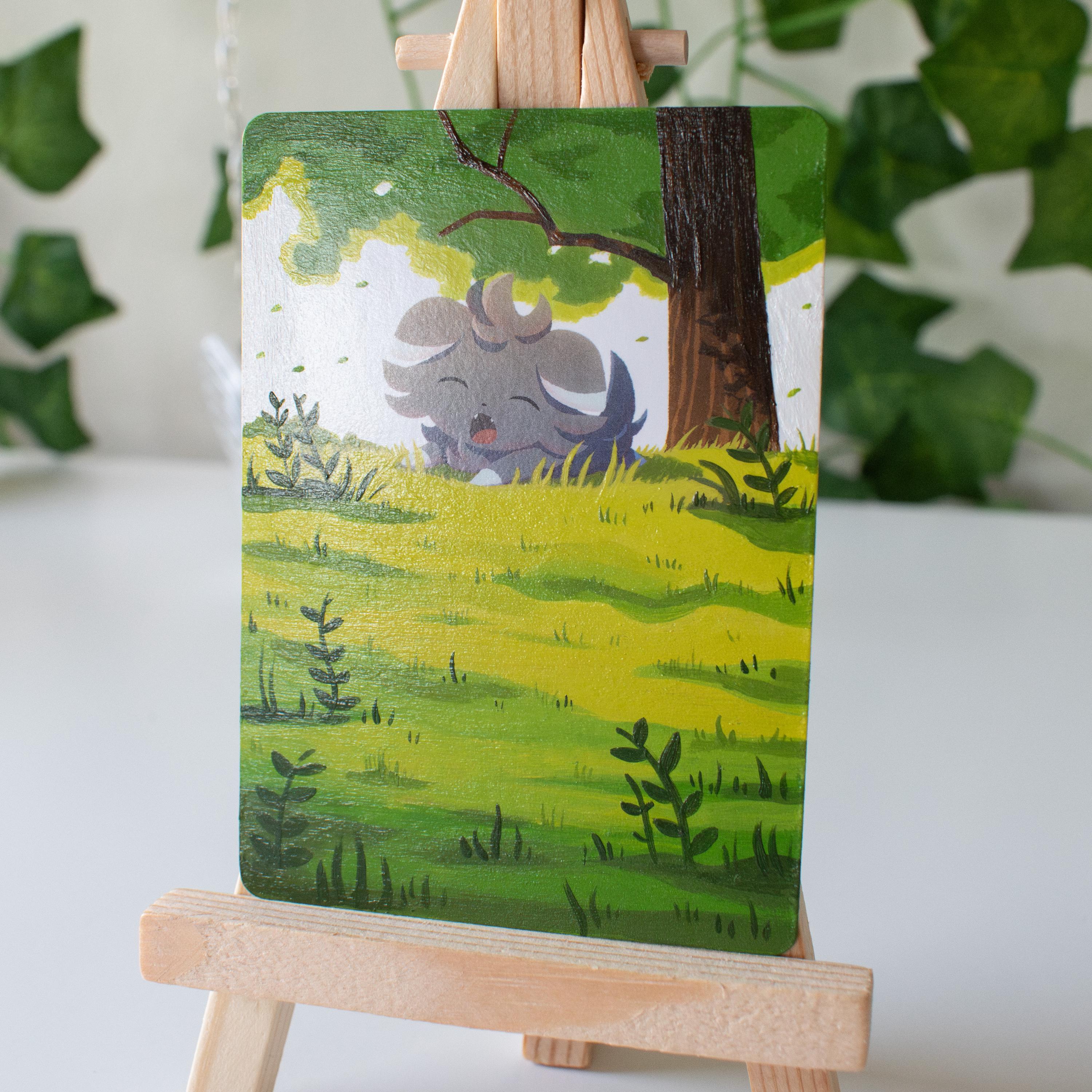 Sleepy Cat Painted Card