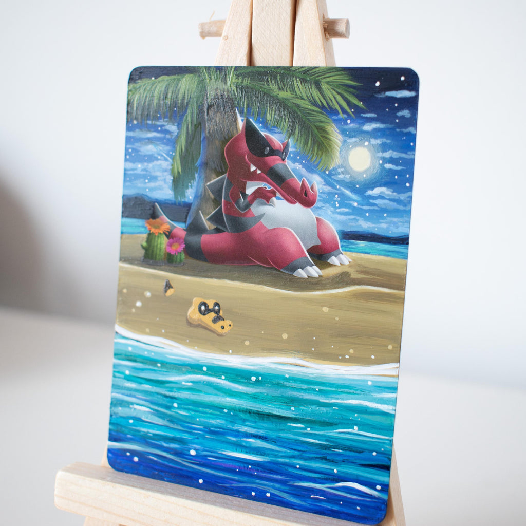 Beach Crocodile Painted Card