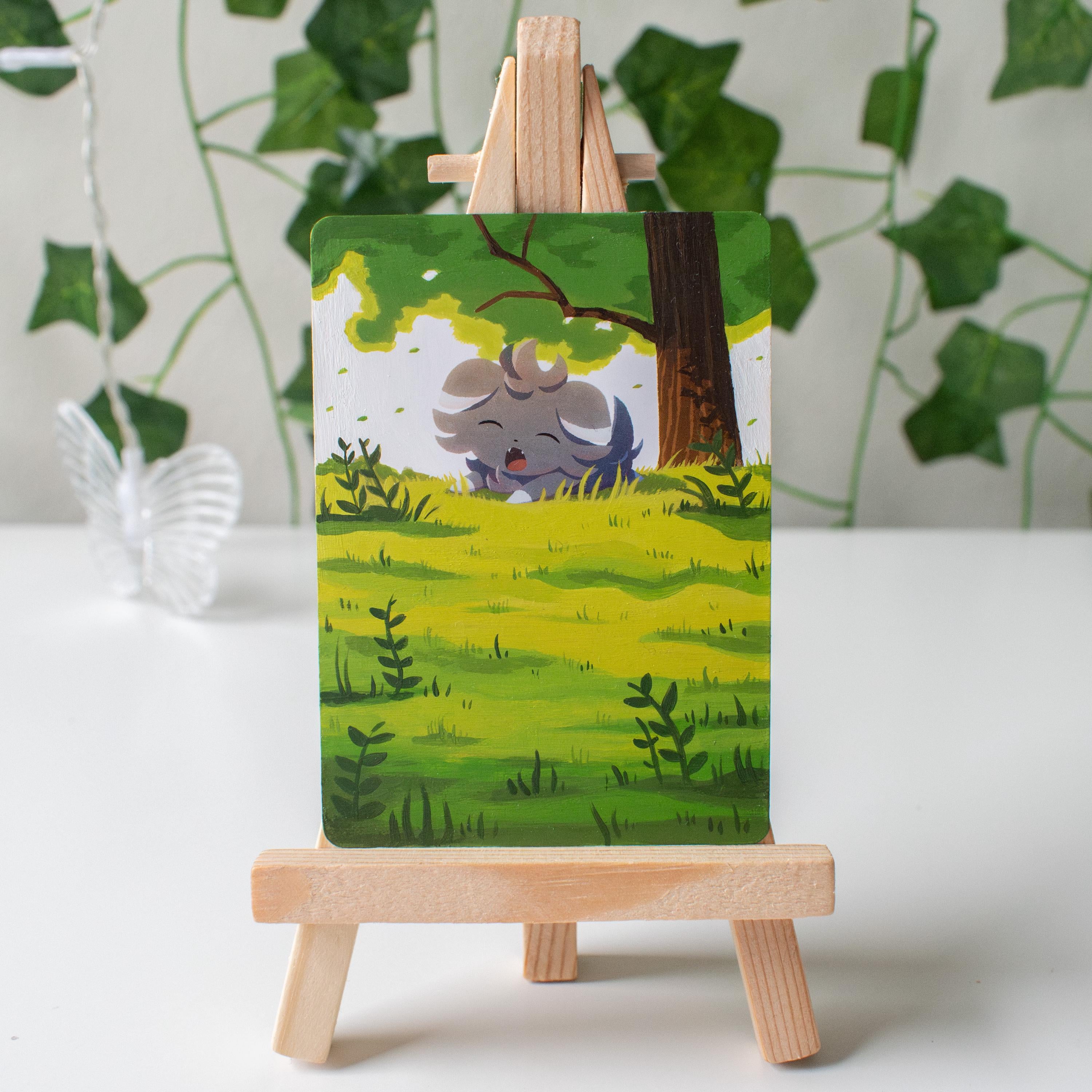 Sleepy Cat Painted Card