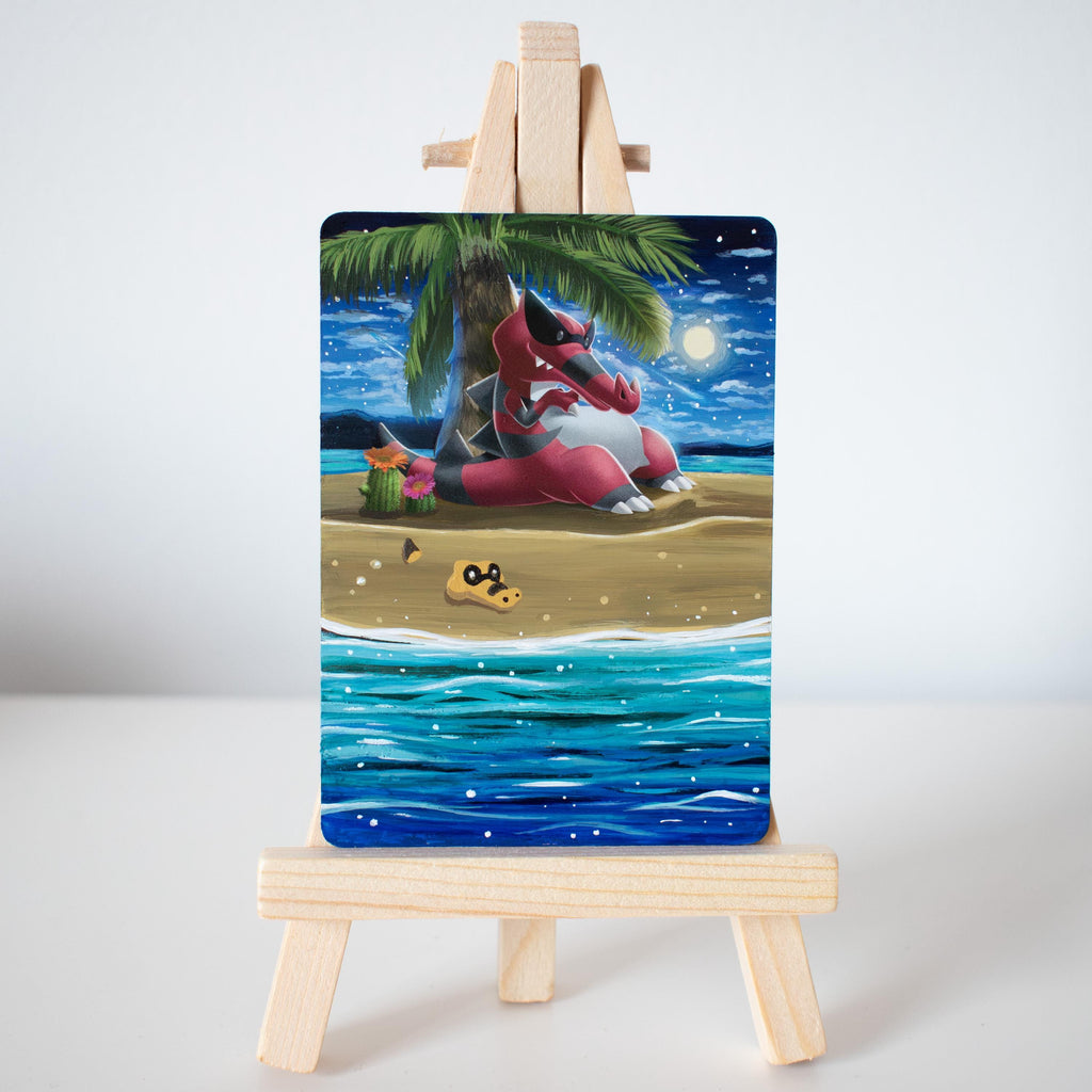 Beach Crocodile Painted Card