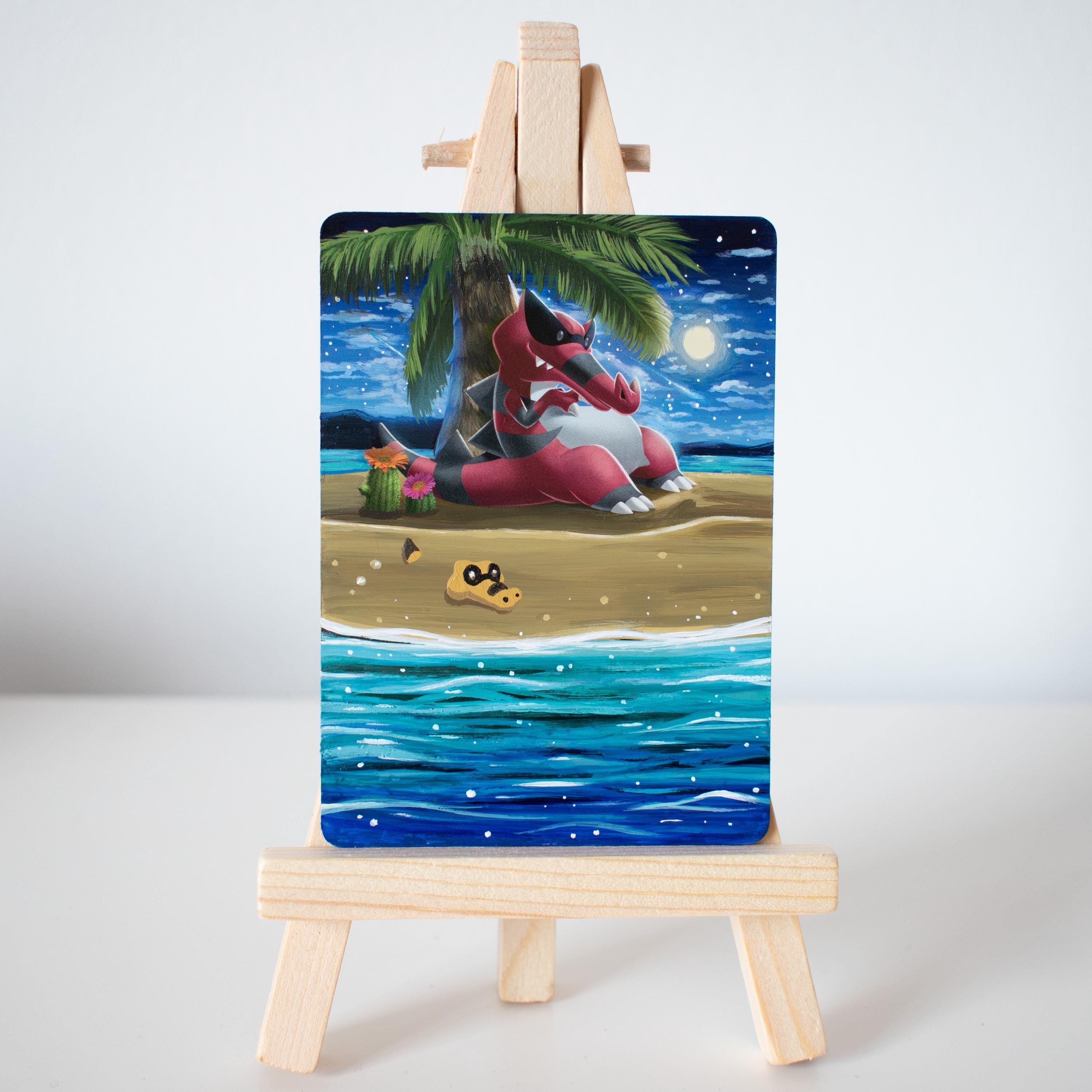 Beach Crocodile Painted Card
