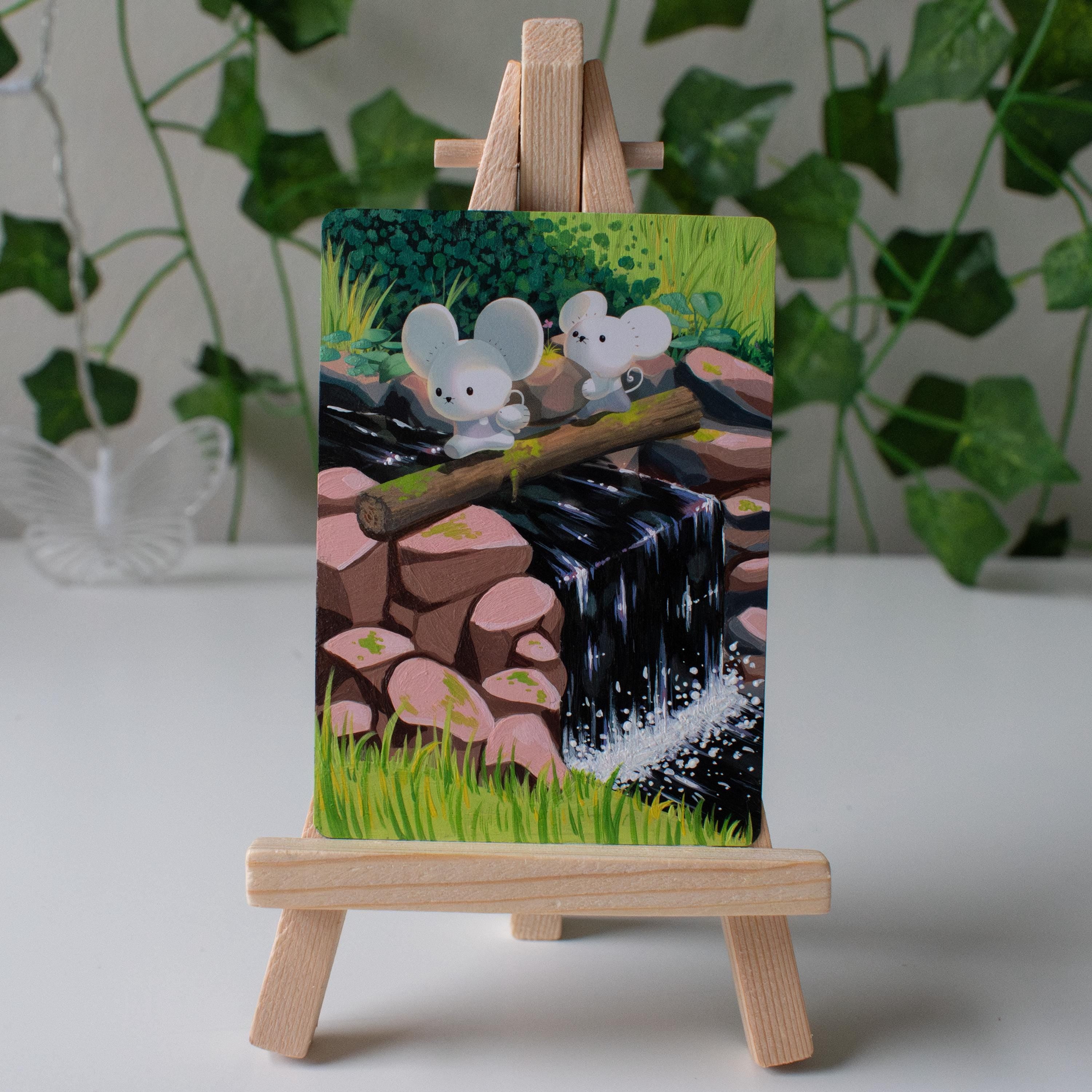 Mouse Crossing Painted Card